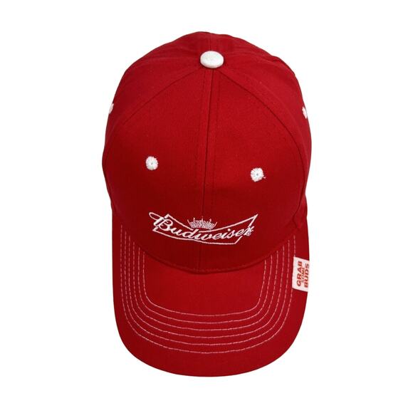 Budweiser Grab Some Buds Red Logo Adjustable Hook and Loop Trucker Hat Cap - Picture 4 of 9
